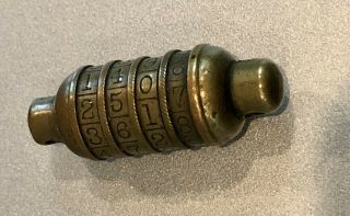 Rare Antique Brass Bronze Combination Padlock Miniature