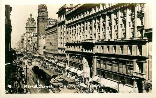 Real Photo Postcard Market Street Scene San Francisco,  California Ca 1930s - 1940s