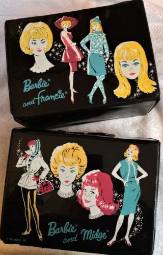 Two Vintage Barbie Lunch Boxes Barbie & Midge And Barbie & Francie Mattel 1965