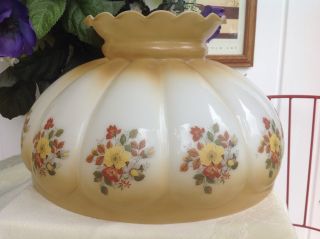 Vintage Hurricane Lamp Shade With Floral Design Gwtw Large 14 " Fitter Holder
