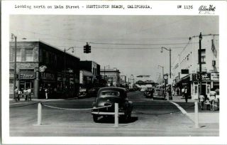 Rppc 1954.  Main Street.  Huntington Beach,  Calif.  Postcard Sl8