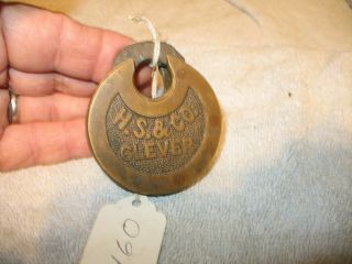 Antique H.  S.  & Co.  6 - Lever Push - Key Pancake Padlock No Key