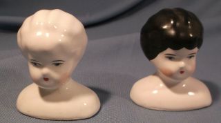 Vintage China Doll Head Salt And Pepper Shakers