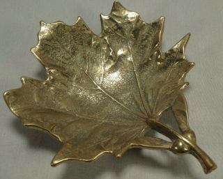 1950 Virginia Metalcrafters Solid Brass Sugar Maple Leaf Trinket Dish Tray (b)