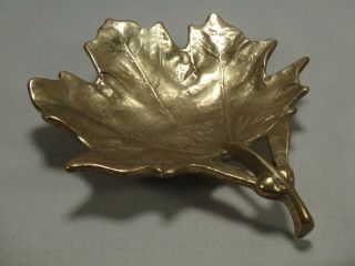 1950 Virginia Metalcrafters Solid Brass Sugar Maple Leaf Trinket Dish Tray (B) 2