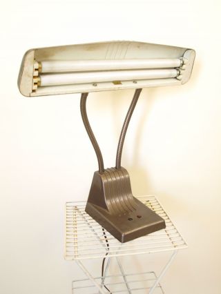Vintage Dazor Gooseneck Industrial Desk Lamp Mid Century Machine Age art deco 2