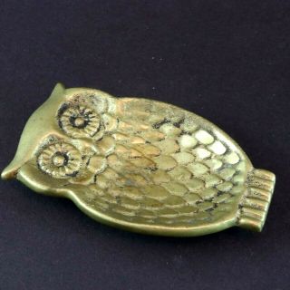 Collectable Metalware Brass Metal Owl Small 9cm Dish Ashtray Ornament