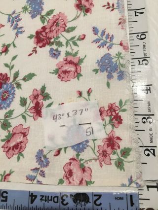 Vintage Open Feedsack Feedbag,  White With Pink Blue And Burgundy Flowers