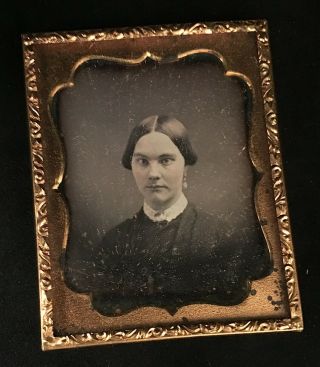 1/9 Plate Daguerreotype Image Of A Young Woman,  Sharp Focus,  Seals