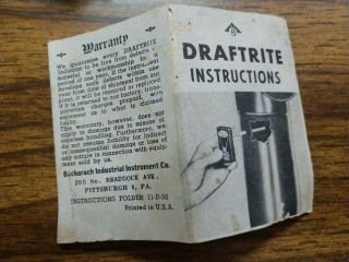 (21) Vintage BACHARACH DRAFTRITE DRAFT GAUGE w/ Box & Instructions 5