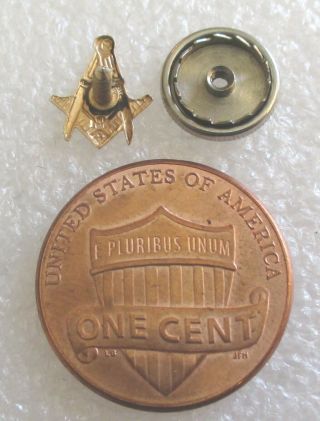 Vintage 10K Gold Mason Blue Lodge Tiny Lapel Pin - Freemason Masonic Screw Back 2
