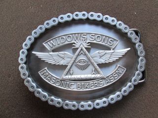 Widows Sons Masonic Biker Ass.  Freemasons Masonic Belt Buckle