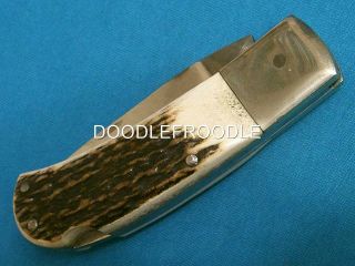Gl Smith Maker Custom Stag Big Lockback Folding Knife Knives Pocket Hunter Bowie
