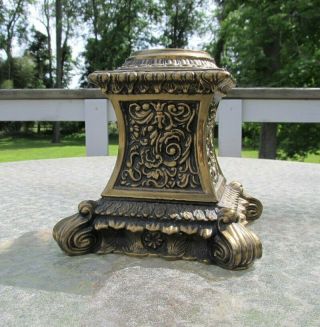 Large Vintage Ornate Hollywood Regency Bronze Brass Cast Metal Lamp Base Part