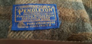 Vintage PENDLETON Wool Plaid Blanket 53 x 72 USA.  This blanket has a few holes 2