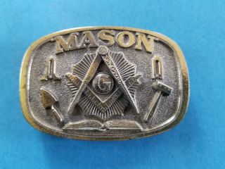 Vintage 1986 Masonic Mason Belt Buckle 1802 Great American Belt Buckle Co
