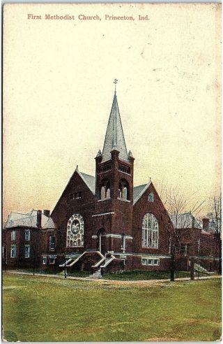 Postcard In Princeton First Methodist Church Indiana U5