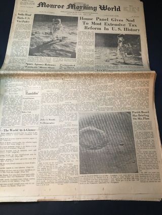 Apollo 11 Astronauts Newspaper August 1 1969 Monroe Morning World Louisiana Seca
