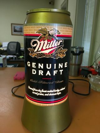 Miller Draft Beer Can Rotating Motion Bar Lamp,  Mgd Spinner