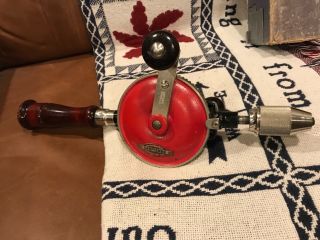 Rare Quality,  Antique Craftsman 1071 Single Pinion Hand Drill,  Bits In Handle