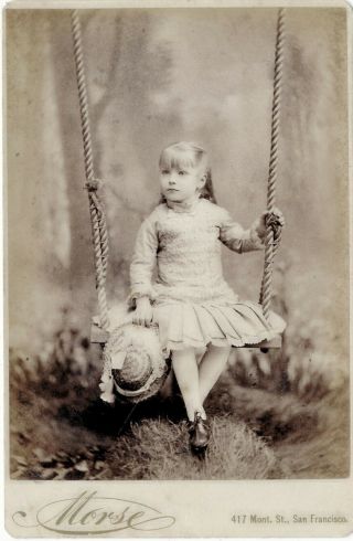1880 - 1889 Cc San Francisco Ca Girl On Swing Morse Cabinet Photograph
