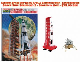 Aoshima Space Ship 02 - Saturn V Rocket,  Lunar Module Sib -