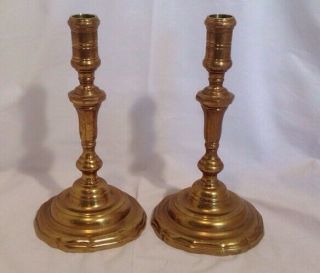 Pair Virginia Metalcrafters Colonial Williamsburg Cw - 16 - 36 Brass 8 " Candlesticks