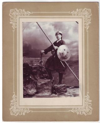 1900 Armenian Theater Actress In Costume Of Medieval Genghis Khan Mongol Warrior