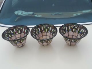 3 TIFFANY STYLE STAINED GLASS Leaded LAMP SHADE Small 5