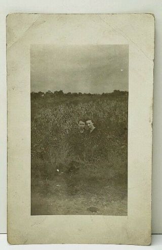 Rppc Victorian Era Young Ladies Posing In The Corn Field Postcard D20