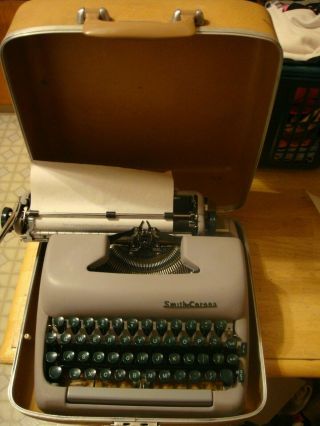 1954 Smith Corona Silent Green Keys Portable Typewriter Vintage 50s Wrks