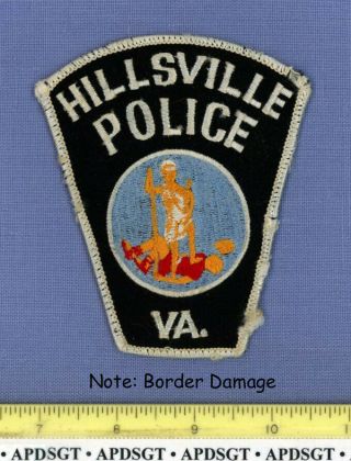Hillsville (old Vintage) Virginia Sheriff Police Patch Roc Border Damage