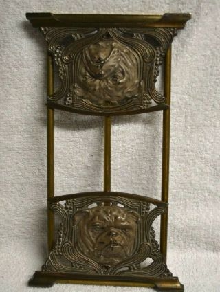 J.  H Judd Art Nouveau Antique Brass Bookends Bulldog