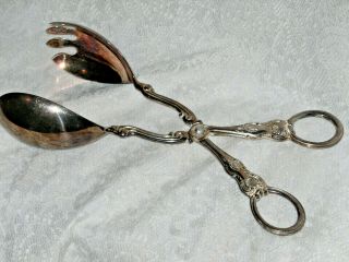 Sheffield Salad Tongs Silver Plated Made In Italy Kings Pattern