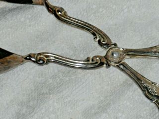 Sheffield Salad Tongs Silver Plated Made in Italy Kings Pattern 3