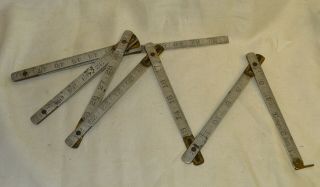 Vintage Lufkin Rule Co.  No 1206 Folding Metal Ruler Aluminum & Brass 72 "