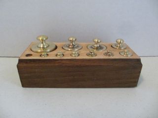 Antique10 Pc Set Brass Scale Weights 1 Missing 13