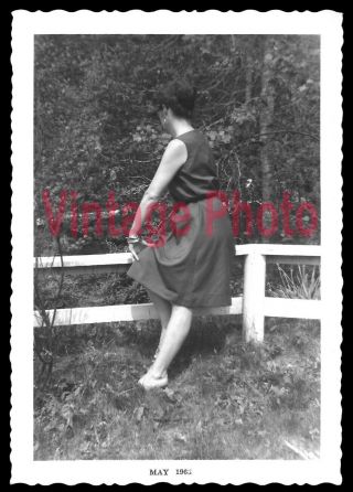 Woman Showing Off Her Legs In The Great Outdoors - Vintage 1963 Photo