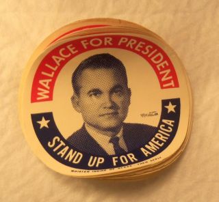 15 Vintage George Wallace For President Window Decals Stand Up For America