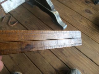 Stanley No 68,  Antique Wood & Brass Folding Ruler,  Vintage Boxwood Ruler