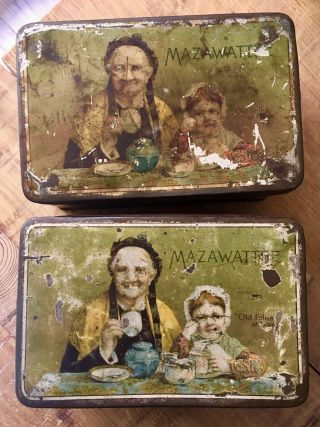 Antique Mazawattee Tea Metal Tin Boxes