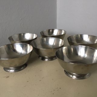 6 Vintage Stainless Steel Bowls - Made In Denmark - Danish Design - Midcentury