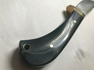 VERY FINE BRUCE GILLESPIE CUSTOM MADE KNIFE WITH MICARTA GRIPS AND SCABBARD 8