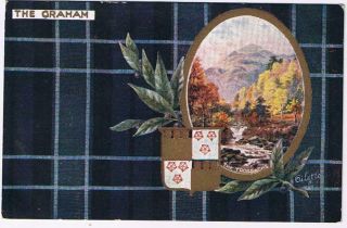 United Kingdom Uk Scotland Postcard Clan Graham Tartan