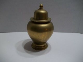 Vintage Brass Urn Ginger Jar With Lid - 7 " Tall - Red Felt Bottom