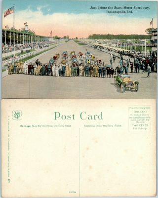 1910s Vintage Postcard Indianapolis Motor Speedway Indy 500 Mile Race