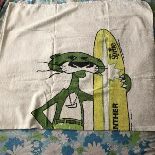 Vintage Beach Towel Sprite Green Panther Surfer 1960s 1970s Advertising Soda 2