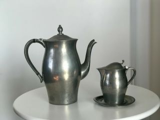 Vintage International Pewter Set 276 Coffee & Tea Pot W/lid & Sugar/creamer
