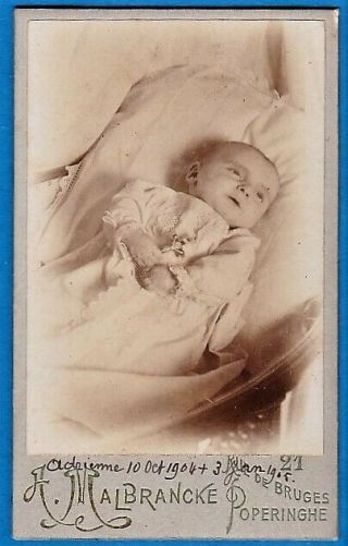Vintage Cdv Photo Post Mortem Baby Child Belgium Ca 1910