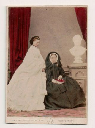 Vintage Cdv Queen Victoria Of Great Britain And Princess Alexandra Tinted